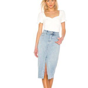 Free People Wilshire Light Blue Denim Midi Skirt